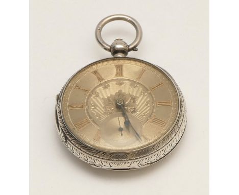 Harris Bros., Edinburgh, a Victorian silver open face fusee key wind pocket watch, Chester 1855, 55mm, working when catalogue