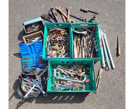 Three boxes containing a selection of  engineering hand tools . 