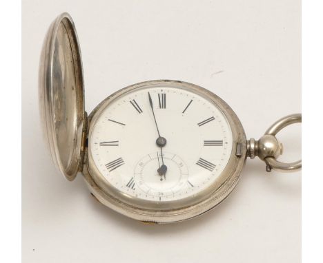 A Swiss Fine Silver key wind full hunter pocket watch, , by Louis Humbert, Geneve, no. 3329, 44mm, not working, balance spins