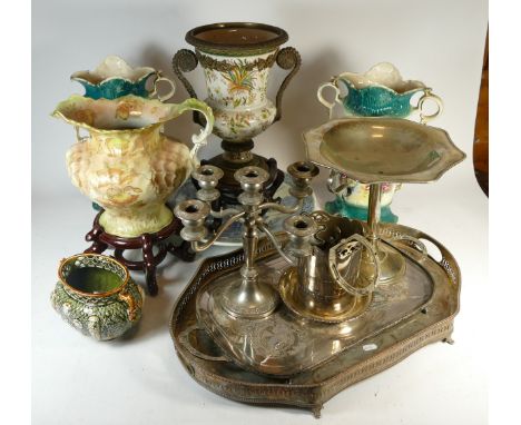 A collection of 20th century and later homewares, to include drinks decanters, ceramic vases, Royal doulton figurines, framed