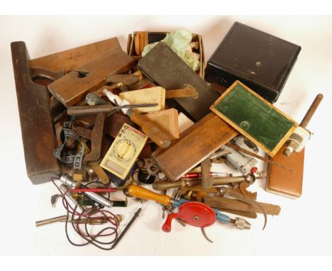 A collection of mid 20th century and later carpenters hand tools in three boxes. (3) 