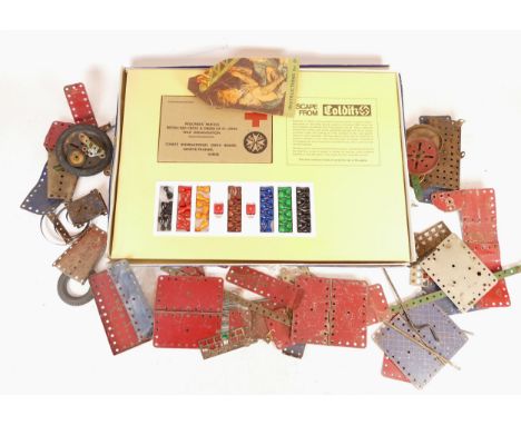 A boxed Parker board game 'Escape From Colditz' together with a large quantity of early Meccano parts. 