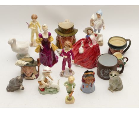 A collection of porcelain figurines, to include Royal Doulton 'Autumn Breezes', 'Loretta', four Royal Worcester boy figurines