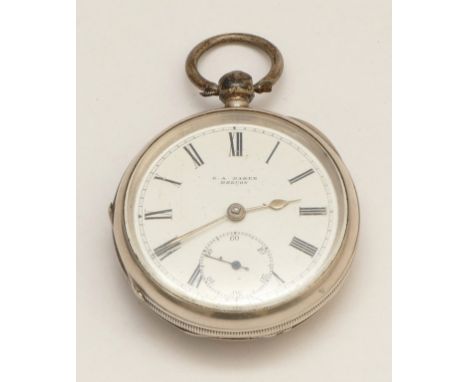 A Victorian silver open face key wind pocket watch, Birmingham 1896, 51mm, working when catalogued