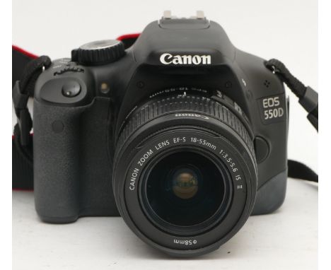 A boxed Canon EOS 550D DSLR camera, with 18-55mm IS lens