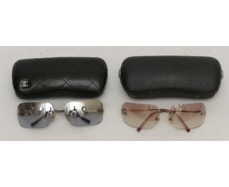 Two pairs of Chanel sunglasses, including 4017 c.124/6V 62/17 120, steel toned lenses and 4017-D c.124/58 62/17 120, rose ton
