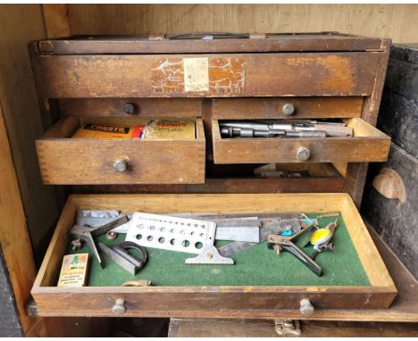 An Moore &amp; Wright engineers toolbox containing a collection of hand tools. 