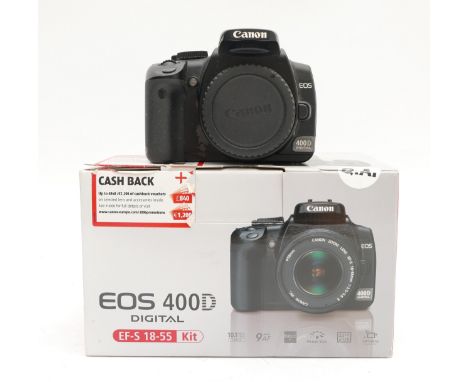 A boxed Canon 400D DSLR camera with 18-55mm lens 