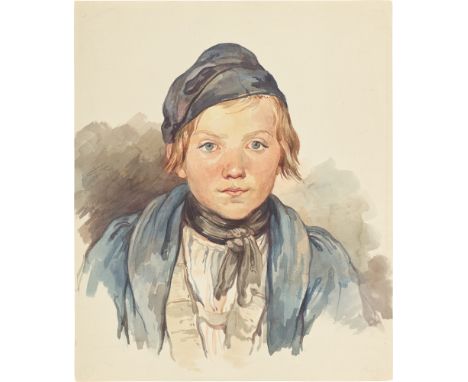 (See English version below)August Richter (Dresden 1801 – 1873 Pirna). Bildnis eines Jungen. Aquarell auf Bütten.  28,2&nbsp;