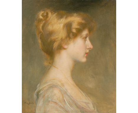 (See English version below)Albert Lynch (Gleisweiler 1860 – 1950 Monaco). Porträt einer blonden Frau im Profil nach rechts. Ö