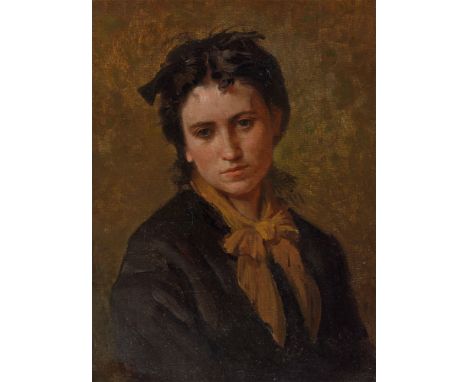 (See English version below)Thomas Couture (Senlis 1815 – 1879 Villiers-le-Bel). Porträt einer jungen Frau. Öl auf Leinwand. D