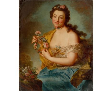 (See English version below)Anna Dorothea Therbusch (1721 – Berlin – 1782). Selbstbildnis als Flora. Um 1765/1768Öl auf Leinwa