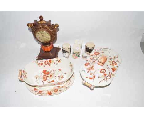 Mixed Lot: Modern mantel clock, Ridgways flora pattern vegetable dishes and various cruet items