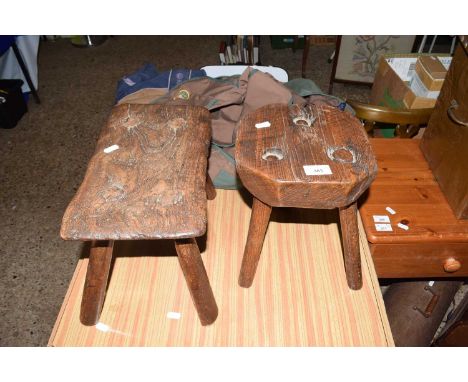Two vintage milking stools