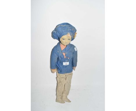 Vintage fabric straw filled doll (a/f)