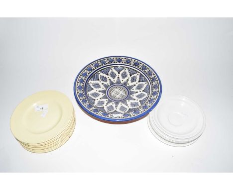 Morocan pottery bowl together with Johnson Bros plates and further saucers
