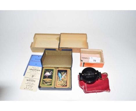 Vintage Engineers Directional Compass together with a boxed Patience card set
