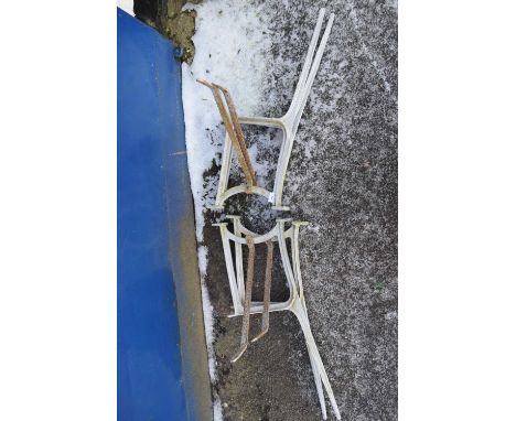 Two pairs of aluminium bench ends