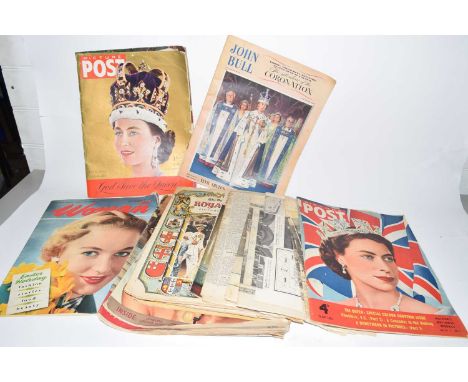 Mixed Lot: Vintage magazines and newspapers to include Picture Post Coronation Issue and various others
