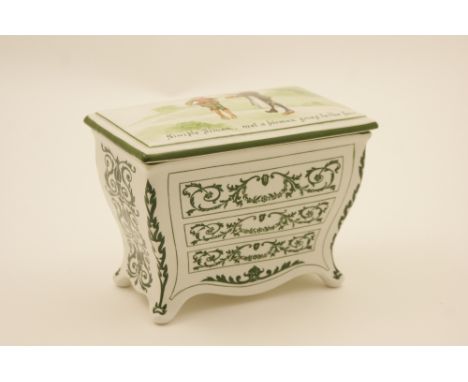 Royal Doulton biscuit box for Huntley and Palmer, formed as a commode chest and decorated on the cover with Simple Simon, pri