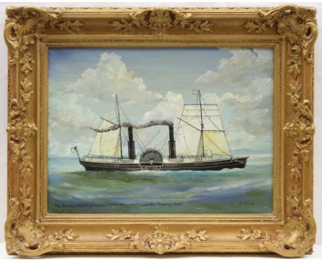 B North (late 19th/20th Century), Portrait of the transatlantic paddle steamer 'Adriatic', signed oil on canvas, 30cm x 40cm