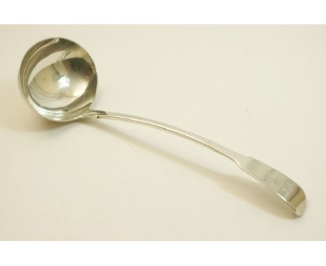 William IV silver fiddle pattern sauce ladle, London 1835, engraved with initials and a crest, 30cm, weight approx. 0.21kg (6