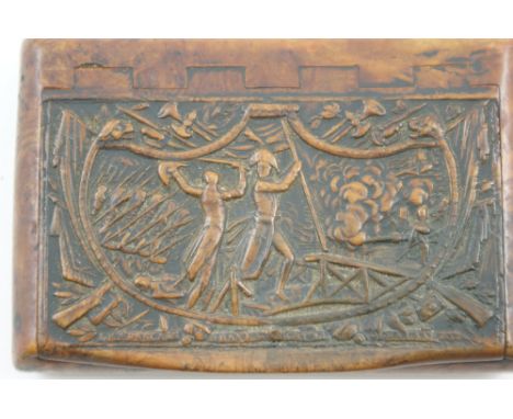 CATALOGUE AMENDMENT: ON CLOSE INSPECTION WE BELIEVE THIS BOX TO BE PRESSED BURR WOOD NOT HORN. THE BOX DOES NOT ALLOW LIGHT T