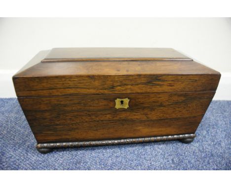 Regency rosewood sarcophagus form tea caddy, 35.5cm