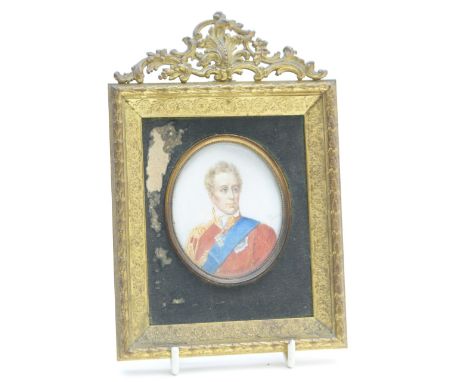 English School (19th Century), Portrait miniature of the Duke of Wellington, on ivory, signed 'Luc', oval, 7cm x 6cm, mounted