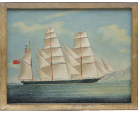 English Maritime School (late 19th Century), Portrait of the barque 'Britomart' off Dover, oil on canvas, with old label vers