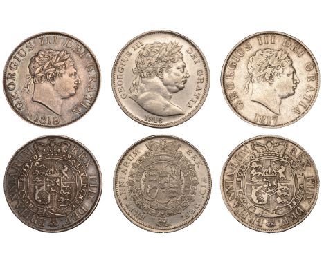 George III (1760-1820), New coinage, Halfcrowns (3), 1816, 1817 small head, 1819 (ESC 2086, 2096, 2102; S 3788-9) [3]. First 