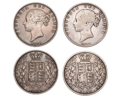 Victoria (1837-1901), Halfcrowns (2), 1848/6, 1849 large date (ESC 2728, 2730; S 3888) [2]. First nearly fine and rare, secon