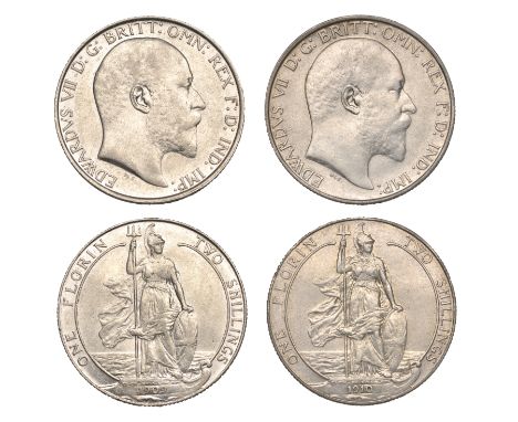 Edward VII (1901-1910), Florins (2), 1909, 1910 (ESC 3585-6; S 3981) [2]. Second good very fine, first better £120-£150  --- 