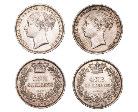 Victoria (1837-1901), Shillings (2), 1878 die 54, 1879 die 18 (?), both fourth head (ESC 3051, 3053; S 3907A) [2]. Very fine,