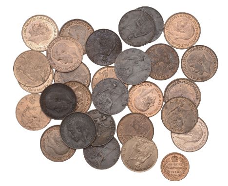 George V (1910-1936), Farthings (28), 1911 (2), 1912-17, 1918 (2, both types), 1926-36; Third-Farthing, 1913 (F 589-92, 594-6