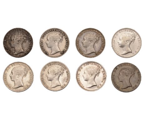Victoria (1837-1901), Threepences (8), 1841, 1843 (2), 1856, 1858, 1859, 1861, both first bust variety, 1866 (ESC 3367, 3369,