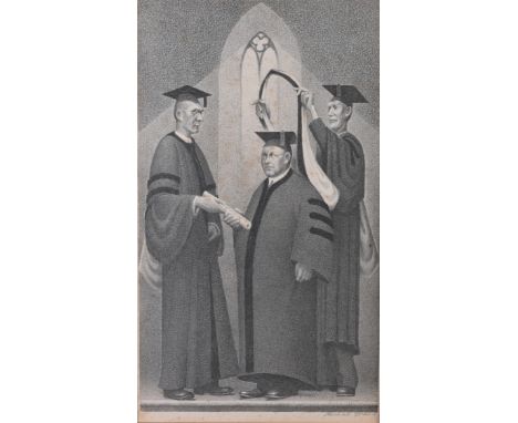 Grant Wood (American, 1891 - 1942) "Honorary Degree" (Cole 4) - 1938 Lithograph on wove paper with GCM watermark, signed in p