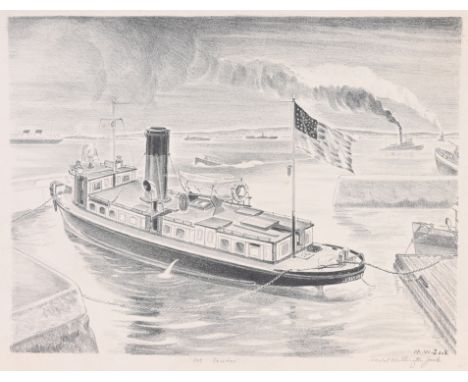 Mabel Wellington Jack (American, 1899 - 1975) WPA Lithograph, "The Tender". Pencil signed and titled in lower margin. "Made b