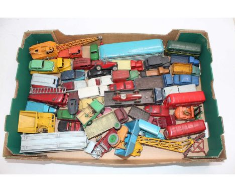 One tray containing a large quantity of play worn and repainted Dinky Toys to include, Foden Wagon, Big Bedford, Maserati Rac