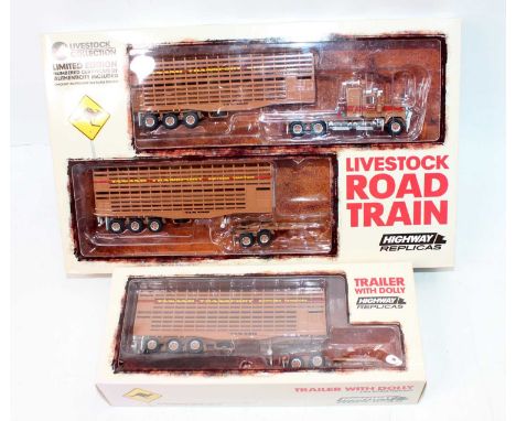 Highway Replicas Livestock Collection 1/64th scale Livestock vehicle and trailer group, 2 examples to include No.12010 and No