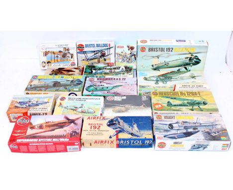 One box containing mainly Airfix 1/72nd scale aircraft to include, Bristol 192 Helicopter, Swordfish, Ford Tri-motor and othe