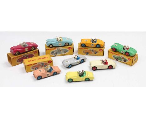 Dinky Toys group of boxed and unboxed 2 seater sports cars to include, No. 107 Sunbeam Alpine, No. 109 Austin Healey, No. 110