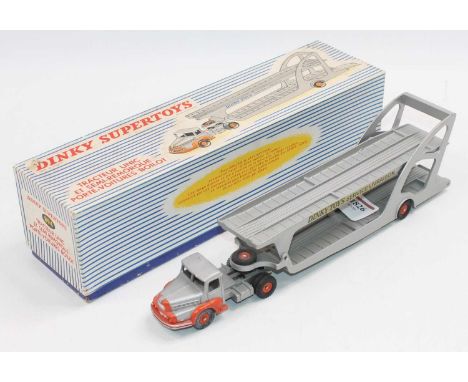 French Dinky No.894 Tracteur Unic Car Transporter "Dinky Toys Service Livraison" silver and orange body, with orange hubs, in