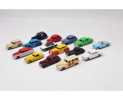 One tray containing 15 various repainted Dinky Toys to include, Jaguar, Sunbeam Alpine, Austin Devon, Hudson Sedan and others