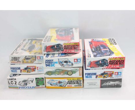 A Tamiya, Protar, Studio 27, and other High Speed Racing plastic and white metal kits, to include a Tamiya Porsche 956 New Ma