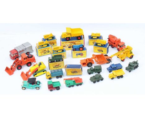 Matchbox Lesney group of boxed and unboxed mainly construction models to include, 3x No. 8 Caterpillar Tractor, 2x No. 18 Cat