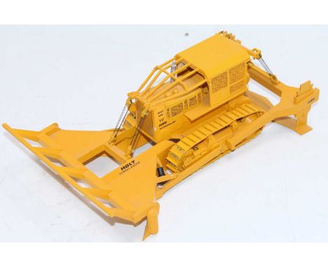 A white metal and resin 1/50th scale model of Caterpillar D9G Bulldozer with Holt Funnel Dozer Blade, excellent model built t