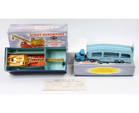 2 boxed Dinky Toys to include, No. 982 Pullmore Car Transporter in light blue with mid blue cab and wheel hubs and "Dinky Toy