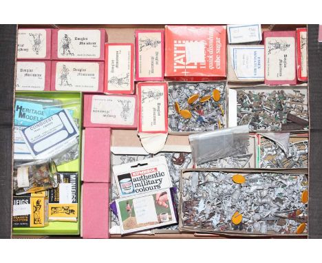 Collection of various mixed scale white metal wargaming and miniature figures, various examples some boxed, to include Ral Pa