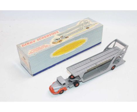 Dinky Toys French Dinky No.894 Tracteur Unic Car Transporter "Dinky Toys Service Livraison" silver and orange body, with oran